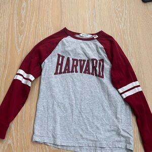 H&M Gray and Burgundy Long Sleeve Tee